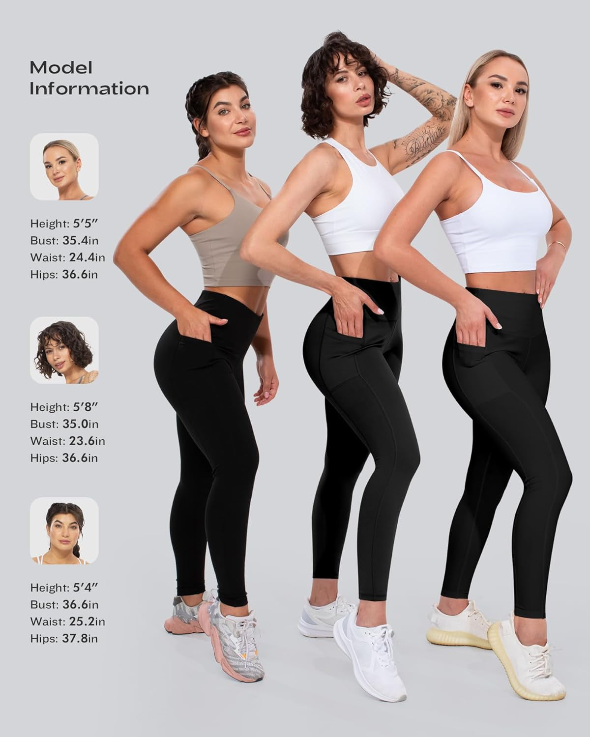 Leggings with Pockets for Women, High Waisted Tummy Control Workout Yoga Pants