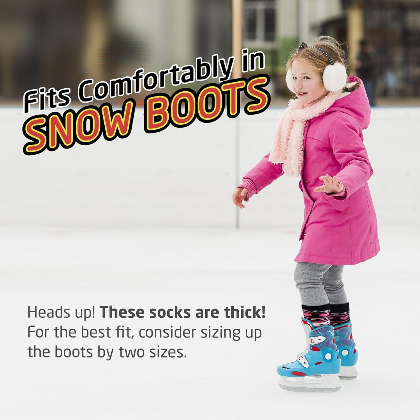 Kids Thermal Socks - Warm Winter Insulated Socks for Boys & Girls, Cozy & Thick Heated 2 Pack, Shoe Size 2-6