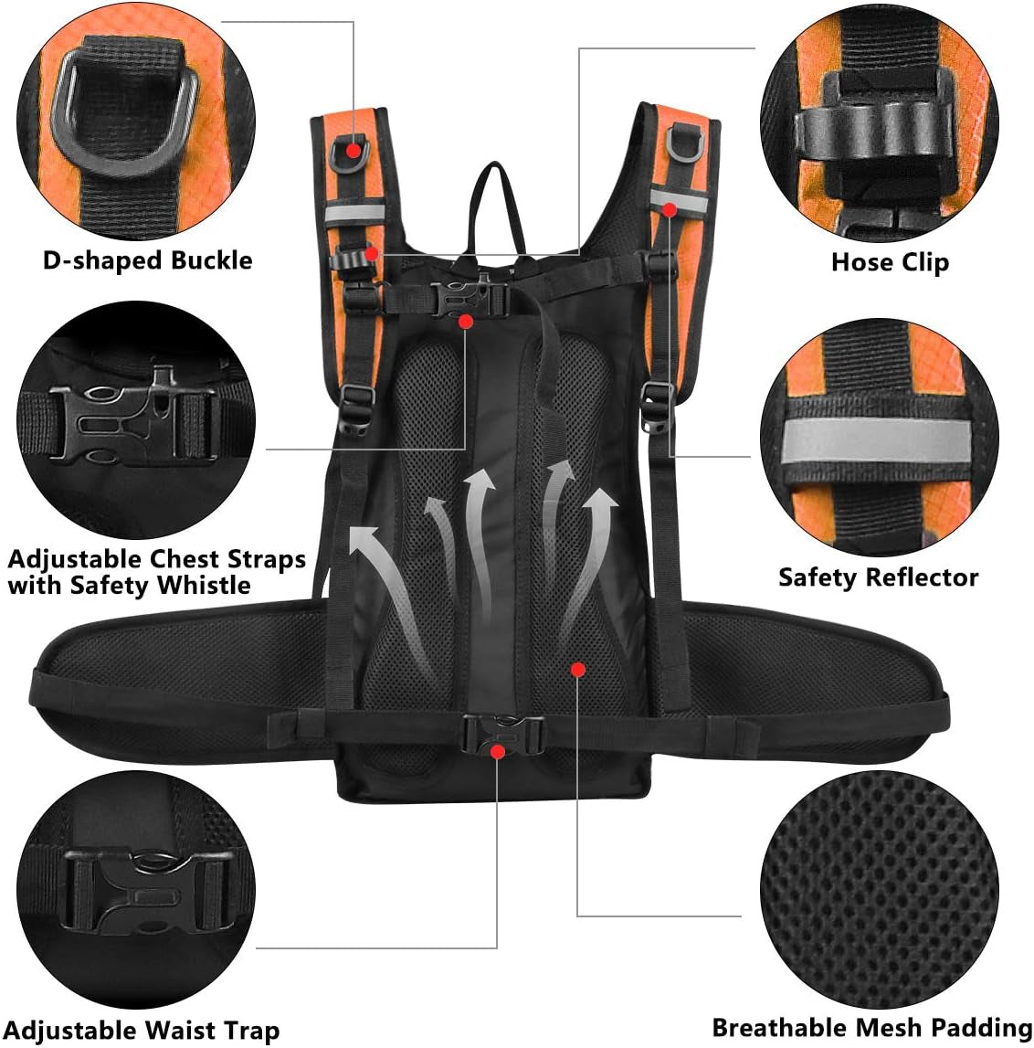 Insulated Hydration Pack Backpack with 3L BPA Free Leak-Proof Water Bladder, Keep Liquids Cool for up to 5 Hours, Daypack for Hiking, Running, Cycling, Hunting, Climbing