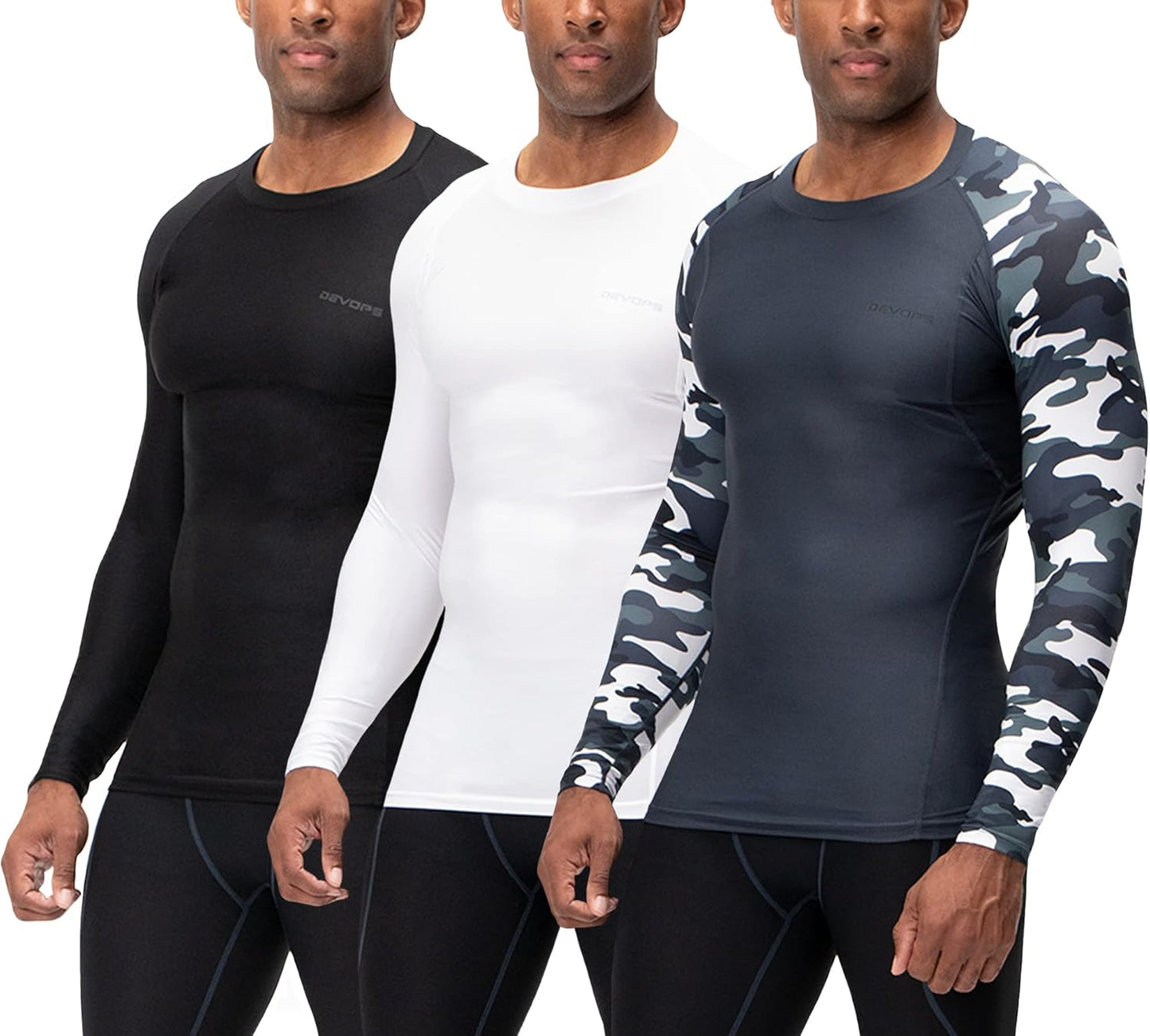 3 Pack Men'S UPF 50+ Long Sleeve Compression Shirts Quick Dry, Cool Gear for Garage Garden Gym Yard and Workouts