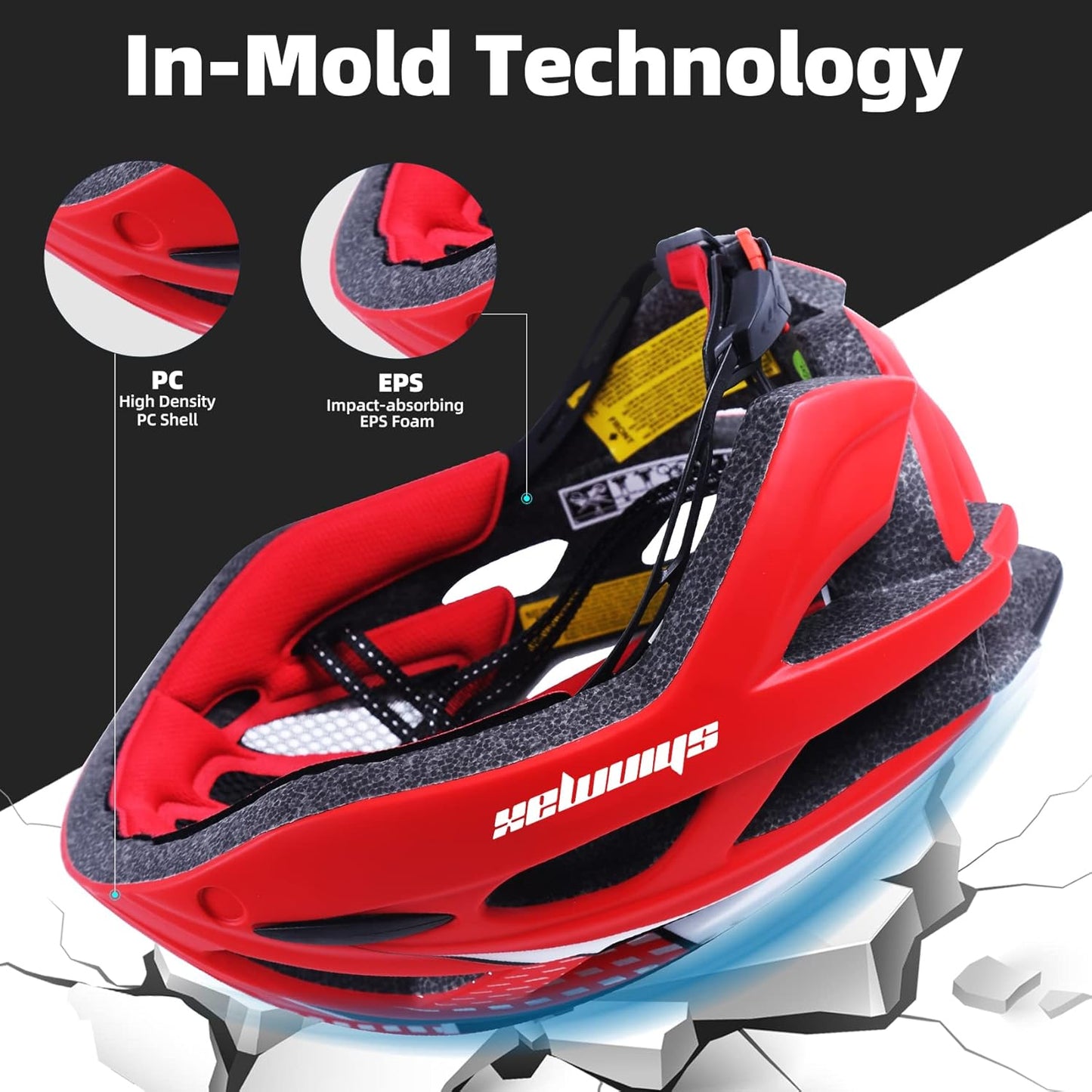 Bike Helmet, CPSC/CPC Bike Helmet for Adult Men Women with Magnetic Goggles&Led Back Light Cycling Helmet Adjustable SM-T69