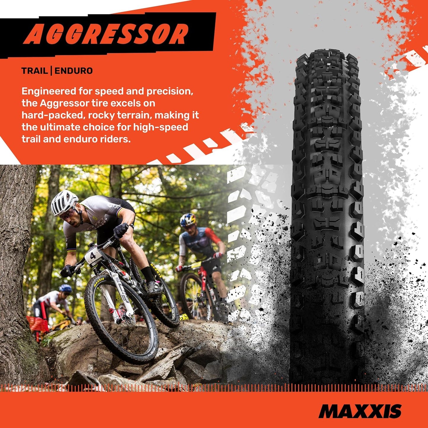 Aggressor - Dual Compound - 29, 27.5, 26 - EXO, DD - E25 Rating, Tubeless | Primarily Intended for Rear Wheel Use
