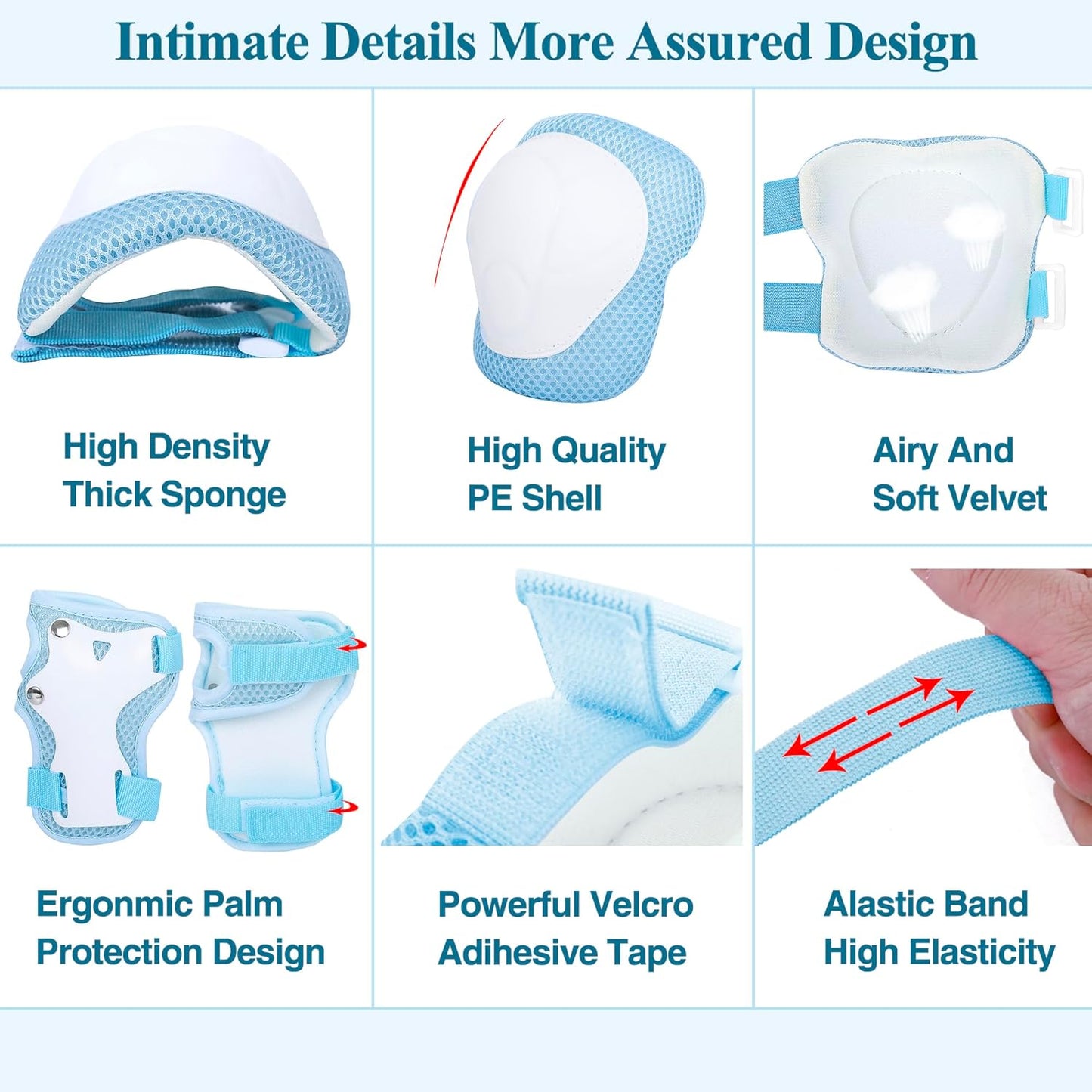Kids Helmet Adjustable with Sports Protective Gear Set Knee Elbow Wrist Pads for Toddler Ages 3 to 8 Years Old Boys Girls Cycling Skating Scooter Helmet