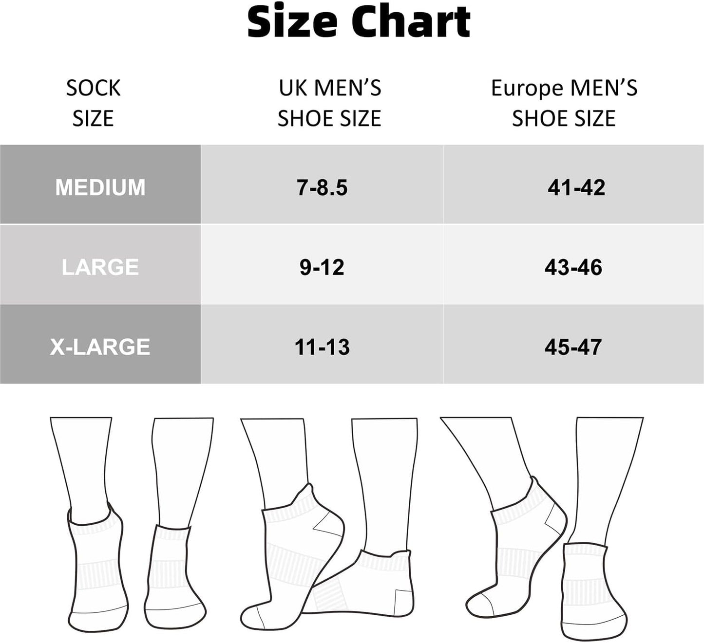 Cushioned Men'S Ankle Socks, 6 Pairs Cotton Athletic Sport Breathable Low Cut Socks for Running Size 8-9.5/10-13/12-14