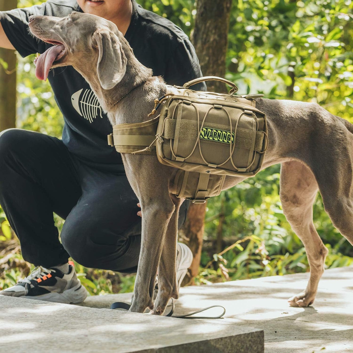 Dog Backpack for Medium & Large Dogs, Nylon Backpack for Dogs Tactical Pet Backpack with Side Pockets for Hiking Walking Training Running (Brown, Large)