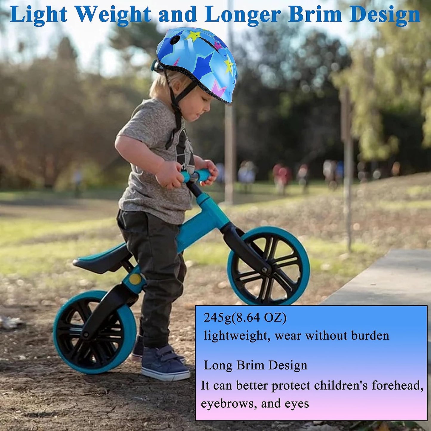 Kids Helmet Adjustable with Sports Protective Gear Set Knee Elbow Wrist Pads for Toddler Ages 3 to 8 Years Old Boys Girls Cycling Skating Scooter Helmet