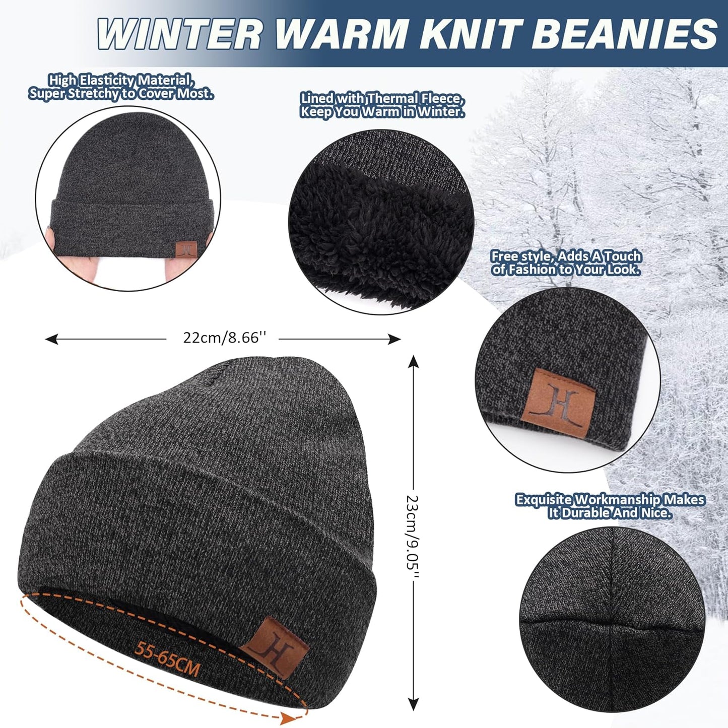 Winter Beanie Hat Scarf Touchscreen Gloves Set for Men and Women, Beanie Gloves Neck Warmer Set with Warm Knit Fleece Lined