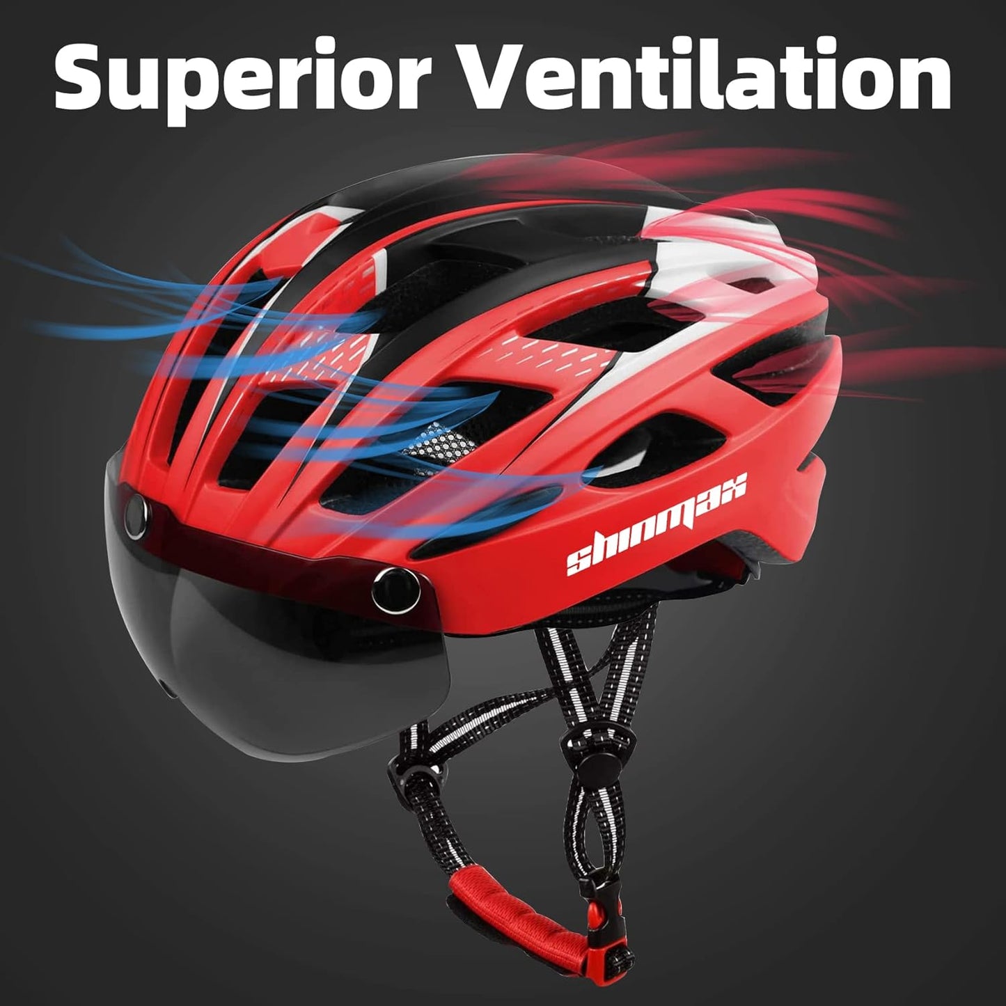 Bike Helmet, CPSC/CPC Bike Helmet for Adult Men Women with Magnetic Goggles&Led Back Light Cycling Helmet Adjustable SM-T69