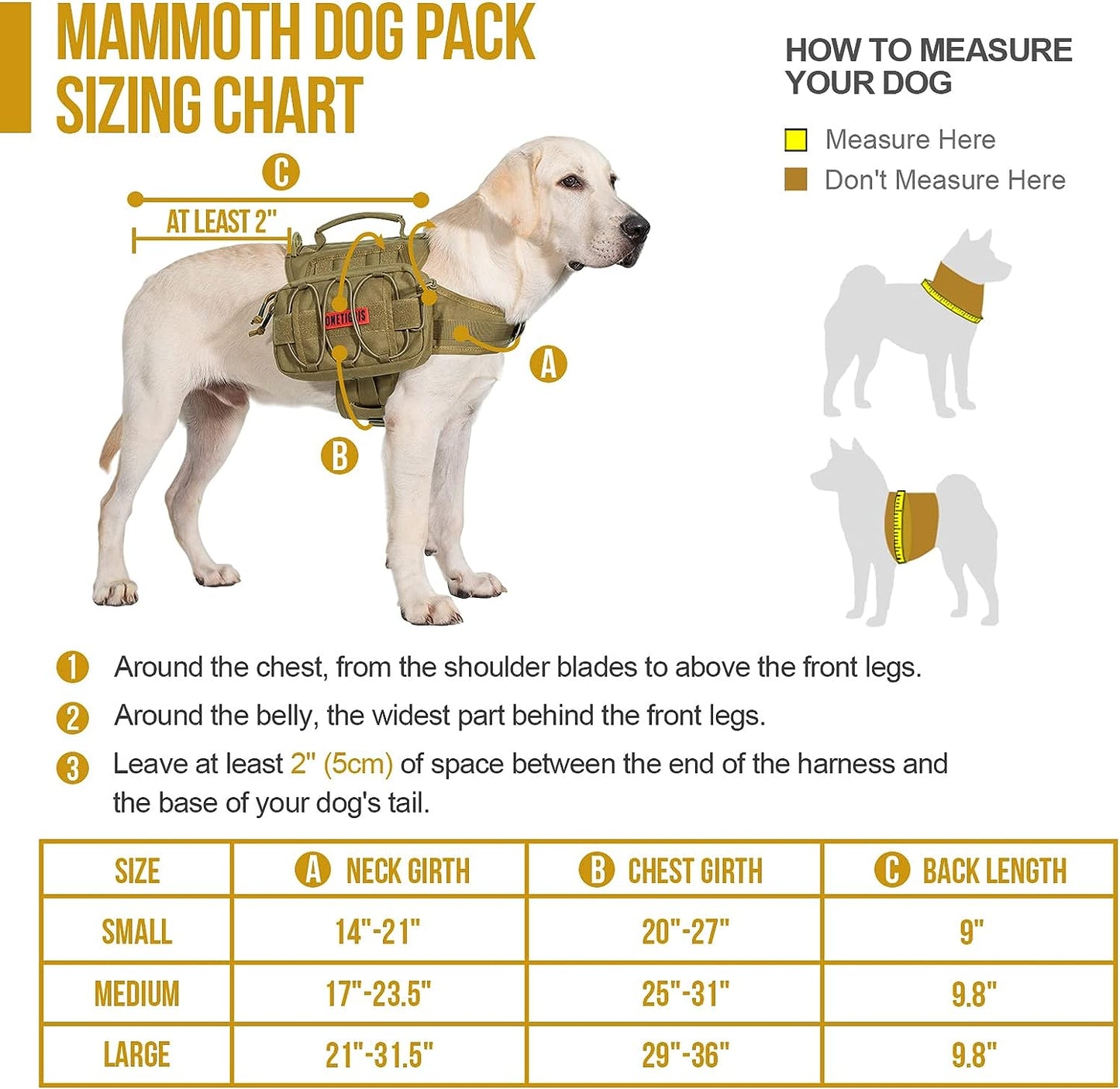 Dog Backpack for Medium & Large Dogs, Nylon Backpack for Dogs Tactical Pet Backpack with Side Pockets for Hiking Walking Training Running (Brown, Large)