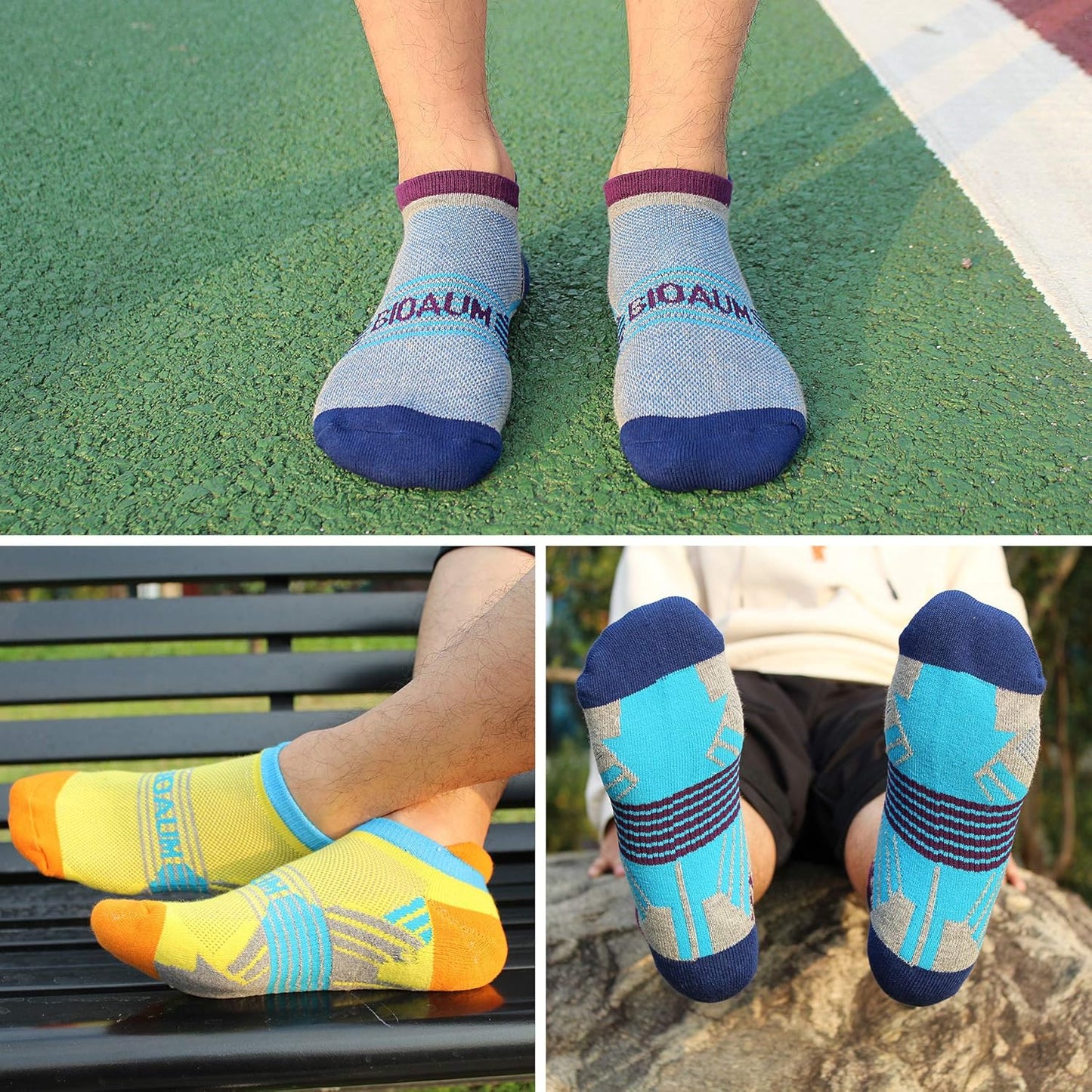 Cushioned Men'S Ankle Socks, 6 Pairs Cotton Athletic Sport Breathable Low Cut Socks for Running Size 8-9.5/10-13/12-14