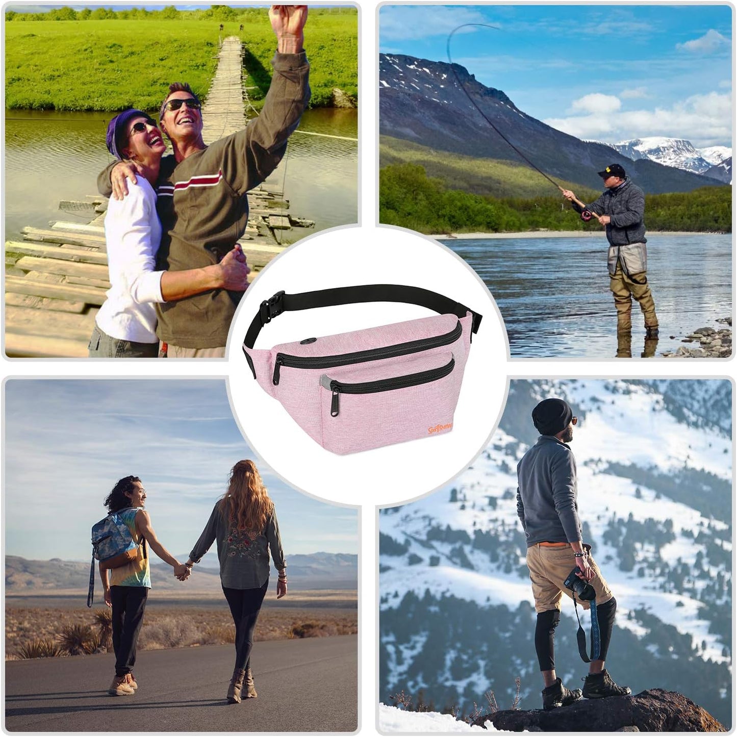 Fanny Pack for Men Women - Waist Bag Pack - Lightweight Belt Bag for Travel Sports Hiking