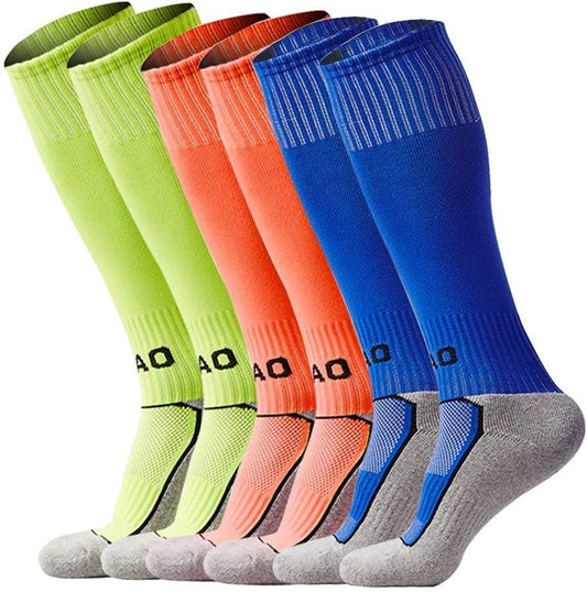 Soccer Socks for Kids Youth Adult (1/3/4/5 Pairs) Team Sport Knee High Long Socks