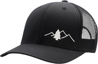 Trucker Hat [ Great Outdoors Design ] for Men and Women: Mid Profile Cap with Breathable Mesh Back and Adjustable Snap