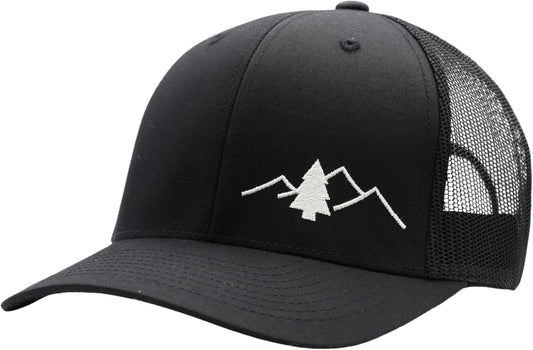 Trucker Hat [ Great Outdoors Design ] for Men and Women: Mid Profile Cap with Breathable Mesh Back and Adjustable Snap