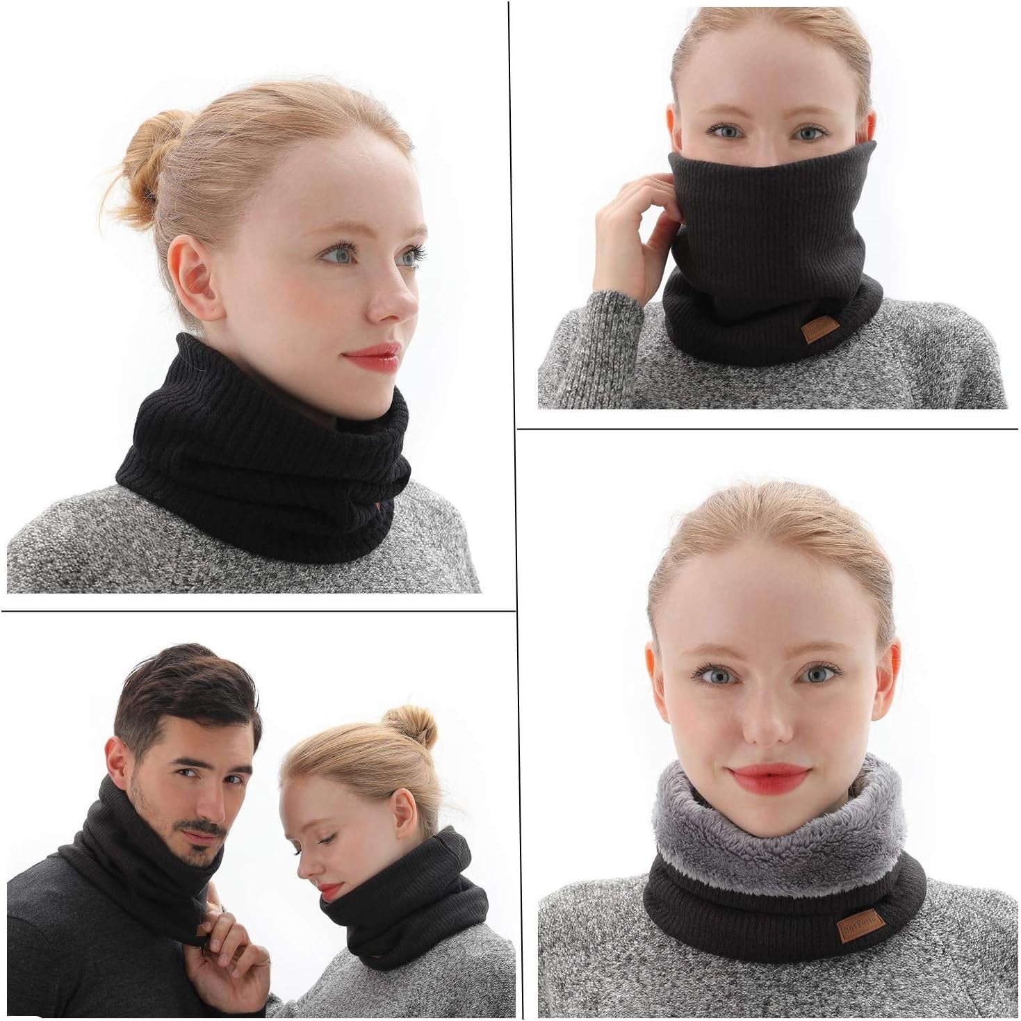 Winter Neck Warmer Men Ski, Neck Gaiter Face Scarf Women, Fleece Scarf for Men Gaiter Mask, Thick Windproof Scarves