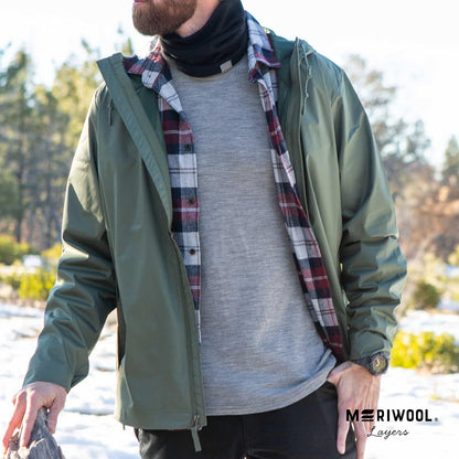 Mens Base Layer - 100% Merino Wool Midweight Long Sleeve Thermal Shirt