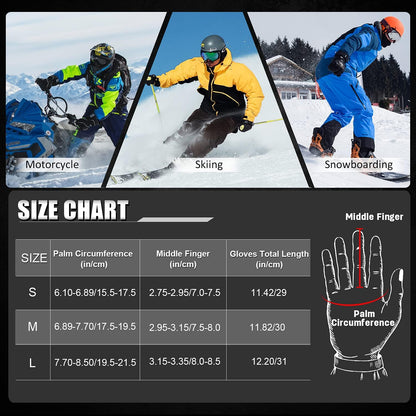 Ski Gloves,Winter Waterproof Snowboard Snow 3M Thinsulate Warm Touchscreen Cold Weather Women Gloves Wrist Leashes