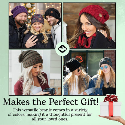 Trendy Warm Chunky Cable Knit Slouchy Beanie