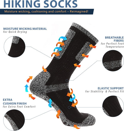 Men'S 5 Pairs Multi Performance Outdoor Sports Hiking Trekking Crew Socks