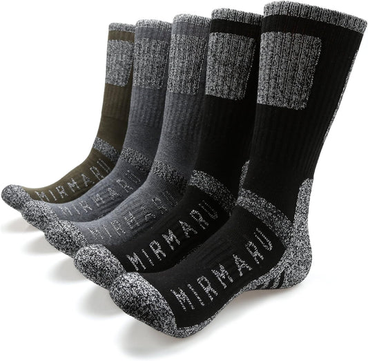 Men'S 5 Pairs Multi Performance Outdoor Sports Hiking Trekking Crew Socks