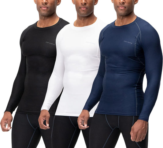 3 Pack Men'S UPF 50+ Long Sleeve Compression Shirts Quick Dry, Cool Gear for Garage Garden Gym Yard and Workouts