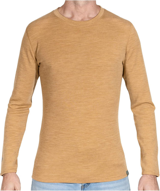 Mens Base Layer - 100% Merino Wool Midweight Long Sleeve Thermal Shirt